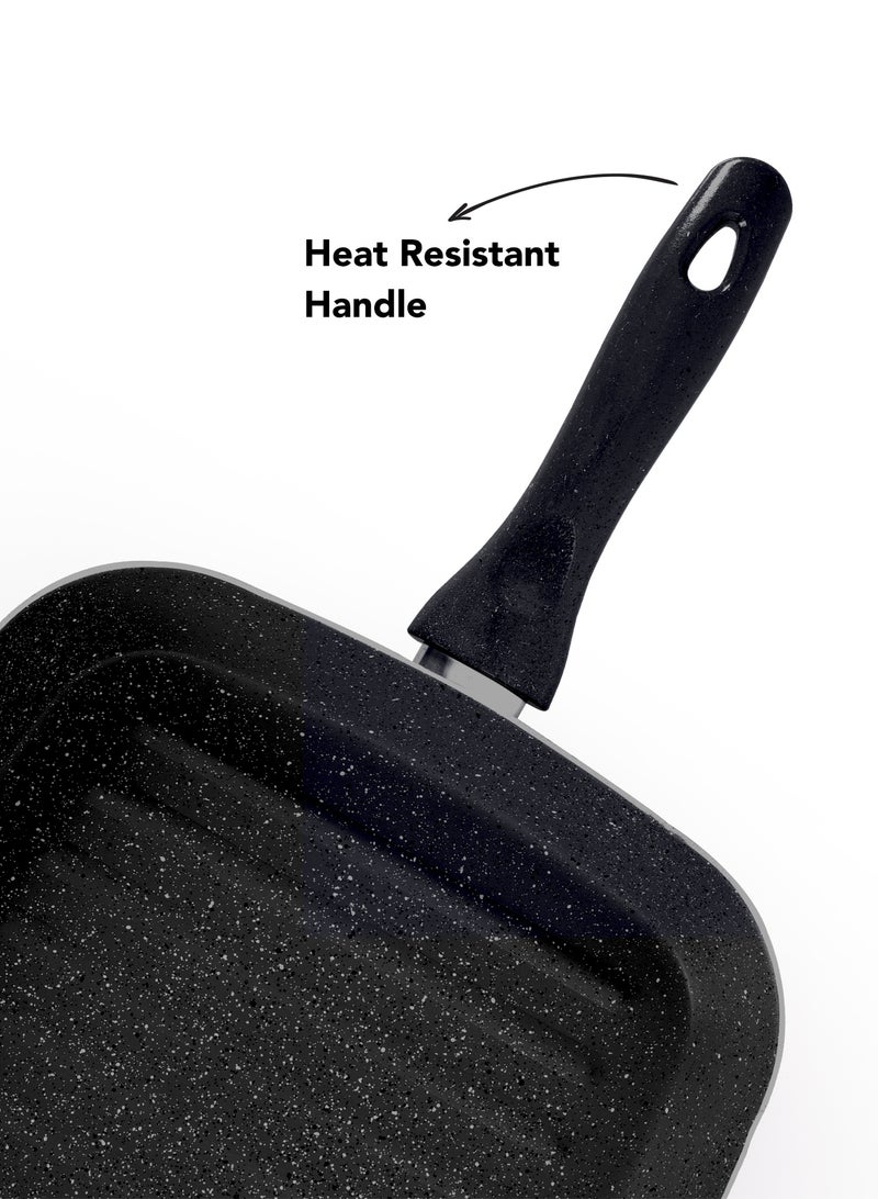 Grandi Granite Coated Pots And Pans Cookware Titanium  Set 11 PCS With Non-Stick Surfaces, Bakelite Handles, glass Lids , PFOA Free- Black - Image 3